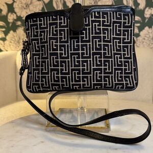 Pierre Balmain Authentic Vintage Black and White Patterned Crossbody Bag EUC